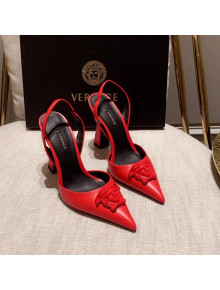 Versace Leather Slingback Pumps 11cm Red 2022 031926