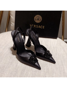 Versace Leather Slingback Pumps 11cm Black 2022 031927