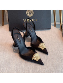 Versace Silk Slingback Pumps 11cm Black 2022 031933