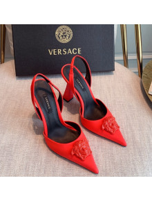 Versace Silk Slingback Pumps 11cm Red 2022 031934