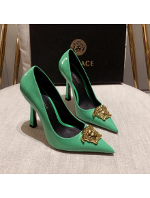 Versace Glazed Leather Pumps 11cm Green 2022 031935