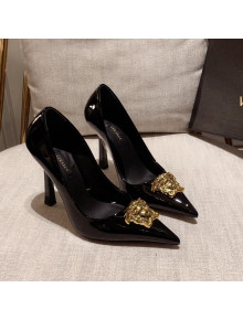 Versace Glazed Leather Pumps 11cm Black/Gold 2022 031937