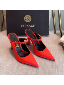 Versace Silk High Heel Mules 11cm Red 2022 031950