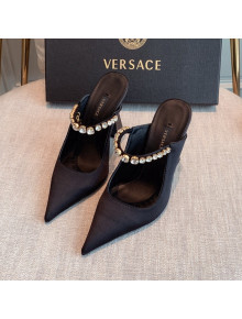 Versace Silk High Heel Mules 11cm Black 2022 031951