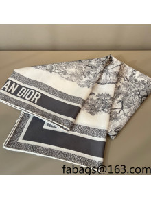 Dior Toile de Jouy Reverse Silk Sqaure Scarf 90x90cm Grey 2022 25