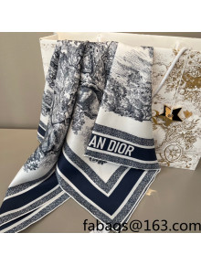 Dior Toile de Jouy Reverse Silk Sqaure Scarf 90x90cm Blue 2022 27