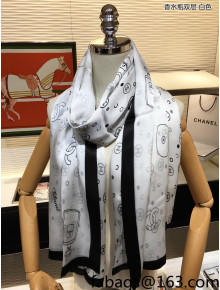 Chanel Silk Scarf 62x180cm White 2022 08