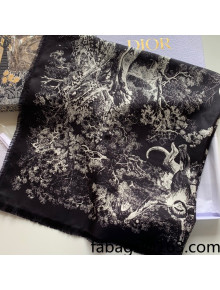 Dior Toile de Jouy Reverse Silk Square Scarf 90x90cm Black 2022 033027