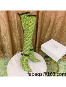 Balmain Knit B Buckle High Boots Green 2021 120420