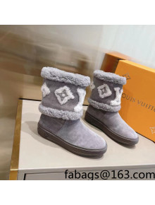 Louis Vuitton Snowdrop Shearling and Suede Flat Ankle Boots Grey 2021 07