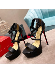 Christian Louboutin Calf Leather High Heel Platform Sandals 15cm Black 2022