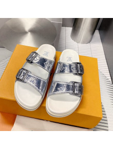 Louis Vuitton Men's LV Trainer Flat Slide Sandals Silver 2022 030774