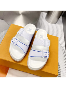 Louis Vuitton Men's LV Trainer Flat Slide Sandals White 2022 030776