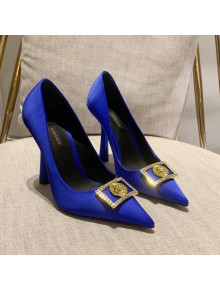 Versace Silk High Heel Pumps 11cm Royal Blue 2022 032809