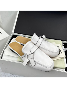 Loewe Gate Calfskin Flat Mules White 2022 032867