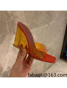 Amina Muaddi TPU Wedge Slide Sandals 10cm Orange 2022 032875