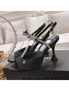 Chanel Silk Heel Sandals with Pearl and Star Charm 8cm Black 2022