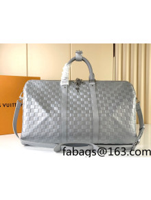 Louis Vuitton Keepall Bandouliere 50 Travel bag in Damier Leather M58041 Silver 2022