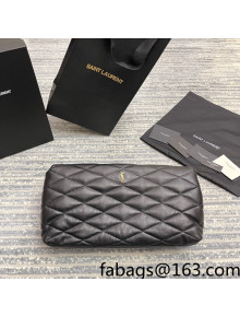 Saint Laurent Sade Puffer Envelope Clutch in Lambskin 655004 Black 2022