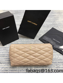 Saint Laurent Sade Puffer Envelope Clutch in Lambskin 655004 Nude 2022