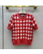 Dior Check Short Sleeve Sweater Red/White 2022 45