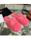 Celine Shearling Flat Mules Pink 2021 04