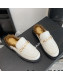 Chanel Patent Leather & Shearling Mules White 2021 88