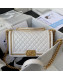 Chanel Lambskin Chain Medium Boy Handbag White 2021 50