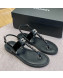 Chanel Patent Calfskin Flat Sandals G38221 Black 2022