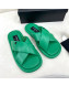 Chanel Lambskin Crossover Strap Flat Slide Sandals Green 2022 032536