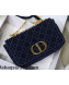 Dior Medium Caro Bag in Blue Velvet Cannage Embroidery M8017 2021 