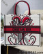 Dior Large Book Tote Bag in White and Red Multicolor Cupidon Embroidery 2022