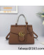 Gucci GG Marmont Medium Top Handle Bag in Grainy Calfskin 442622 Light Brown 2022