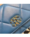 Chanel 19 Quilted Goatskin Wallet on Chain WOC AP0957 Blue 2019