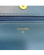 Chanel 19 Quilted Goatskin Wallet on Chain WOC AP0957 Blue 2019