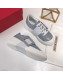 Roger Vivier Viv' Skate Calfskin Buckle Sneakers Light Grey 2019