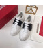 Roger Vivier Viv' Skate Calfskin Buckle Sneakers White/Black 2019