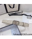 Gucci Leather Belt 3cm with Framed GG Buckle White/Silver 2021 90