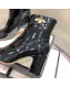 Gucci Patent Leather Bee Mid-Heel Short Boot Black 2019