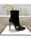 Gucci Leather High-heel Short Boot with Web and Bee Black 2019