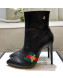 Gucci Leather High-heel Short Boot with Web and Bee Black 2019