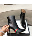 Gucci Leather High-heel Short Boot with Web and Bee Black 2019