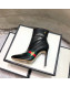 Gucci Leather High-heel Short Boot with Web and Bee Black 2019