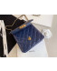 Chanel Quilted Iridescent Lambskin Pearls Flap Bag AS0584 Blue 2019