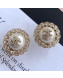 Chanel Crystal Pearl Round Stud Earrings 2019