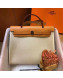 Hermes Herbag 31cm PM Cotton Linen Shoulder Bag Apricot/Light Coffee