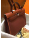 Hermes Herbag 31cm PM Double-Canvas Shoulder Bag Rust Red/Dark Coffee