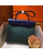 Hermes Herbag 31cm PM Double-Canvas Shoulder Bag Dark Green/Royal Blue