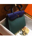 Hermes Herbag 31cm PM Double-Canvas Shoulder Bag Dark Green/Royal Blue