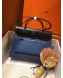 Hermes Herbag 31cm PM Double-Canvas Shoulder Bag Turkey Blue/Black